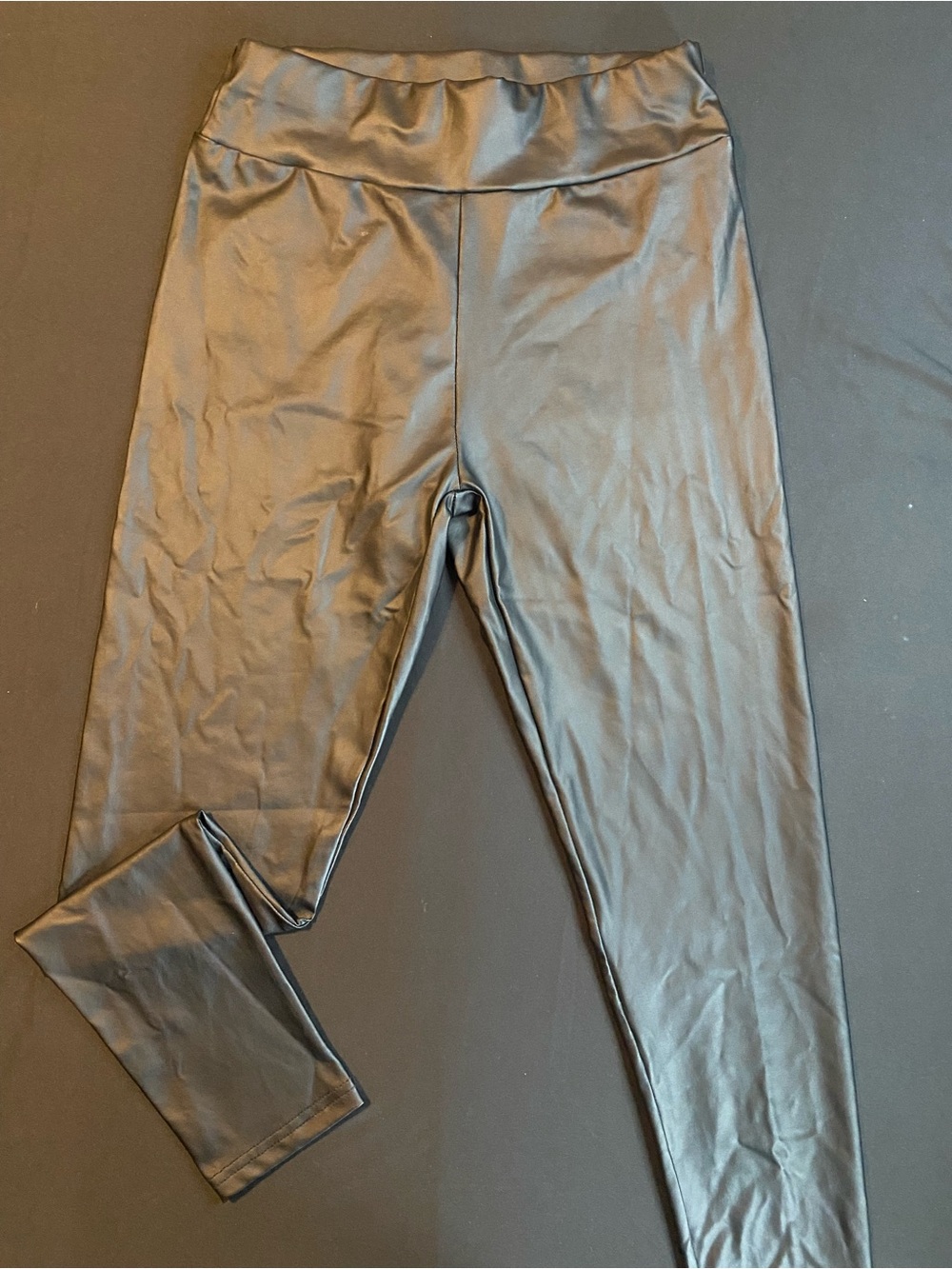 Faux Leather High-Waist Leggings - Black
